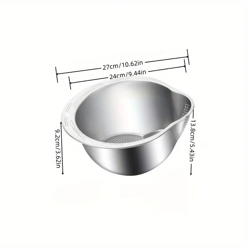 Stainless Steel Multi-Use Kitchen Colander - Ideal for Rice Washing