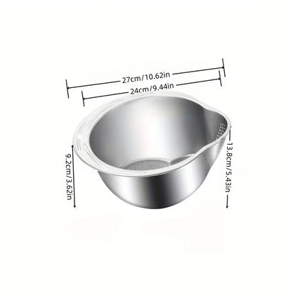 Stainless Steel Multi-Use Kitchen Colander - Ideal for Rice Washing