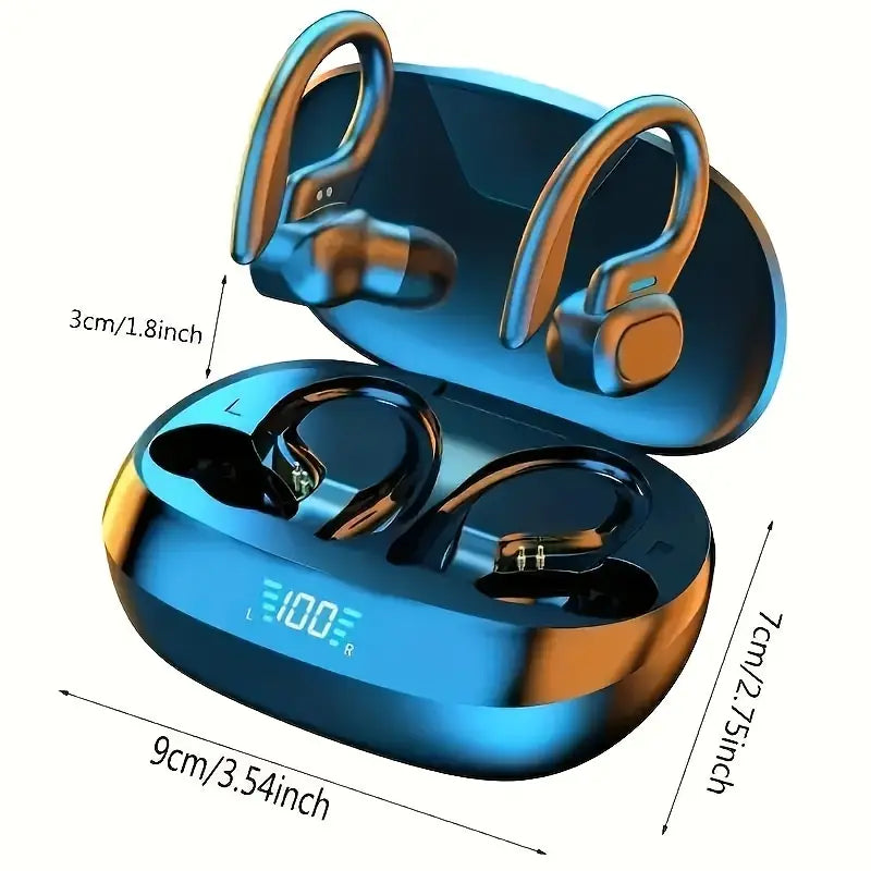 Wireless earphones with built-in high-definition microphone, LED screen