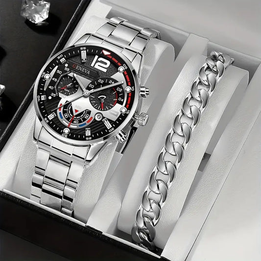 Men'S Casual Quartz Watch, Alloy Round Dial,